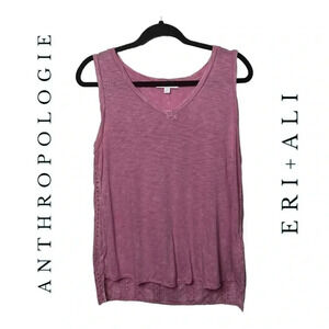 ANTHROPOLOGIE ERI + ALI SLEEVELESS TOP EYELETS CROCHET ON BACK SIZE SMALL‎ PINK